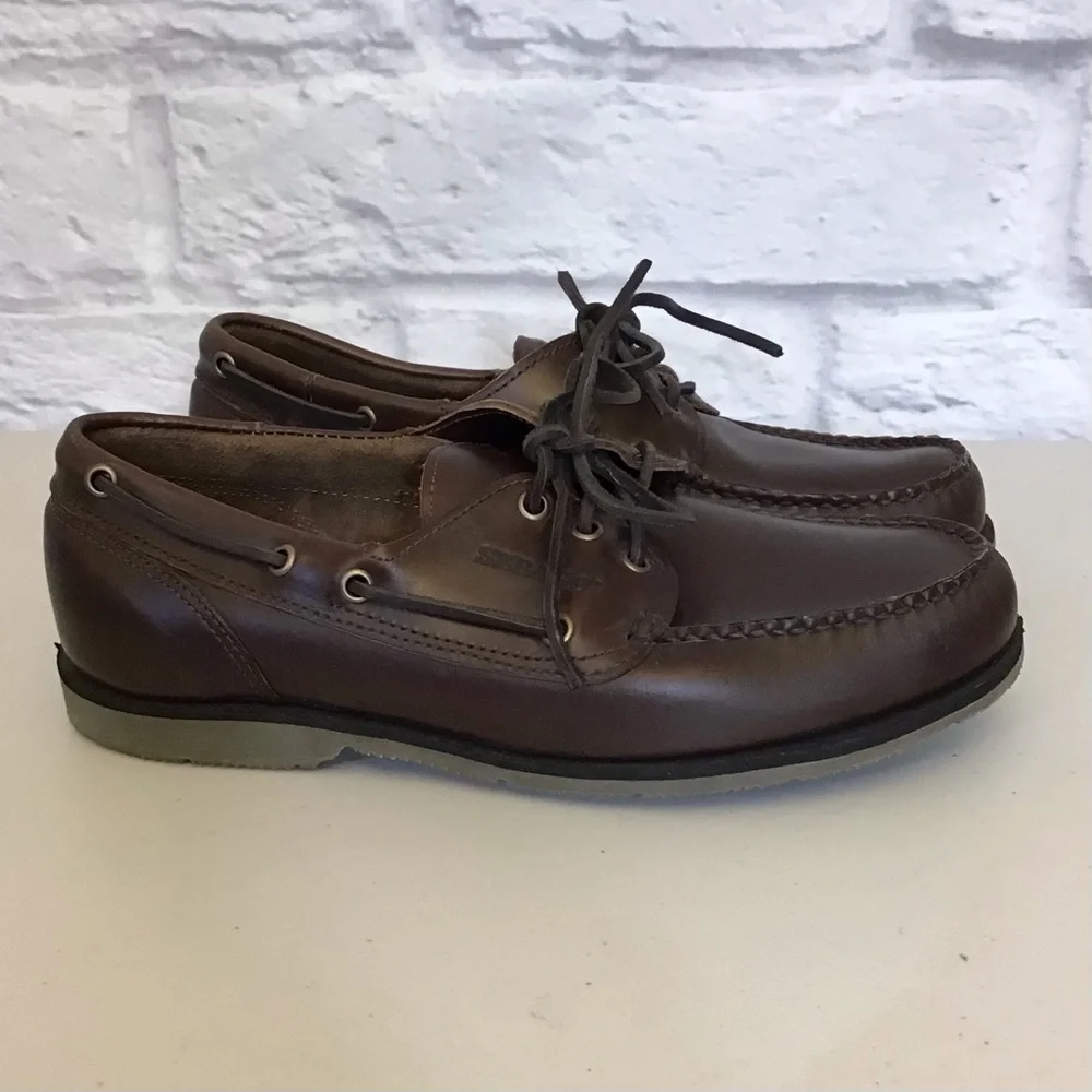 Sebago 9 (5E) Men’s Classic Brown Leather Boat Shoes Slip Ons Extra Wide Width